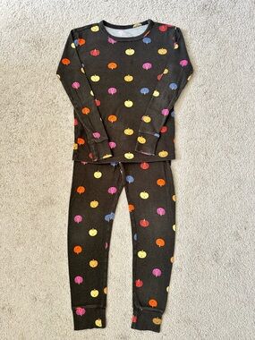 Gap Kids Pumpkin Pajamas Set Size 10 Halloween Fall Organic Cotton Snug Fit